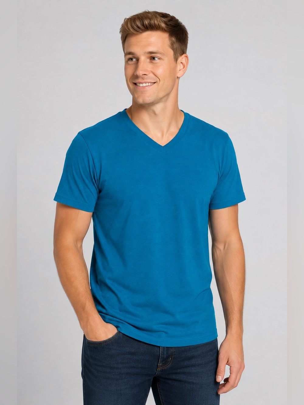 Armani Exchange Men's Blue V-Neck T-Shirt XL